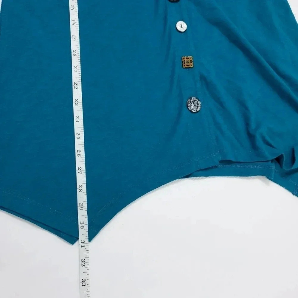 Soft Surroundings Danielle Button Top Tank Teal S - Picture 11 of 13